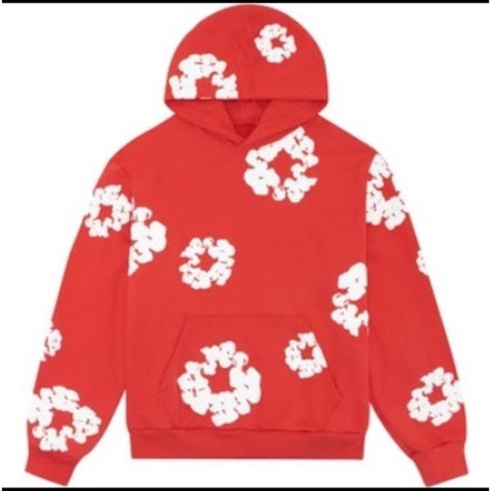 Denim Tears Cotton Wreath Hoodie Red Small New With Tags